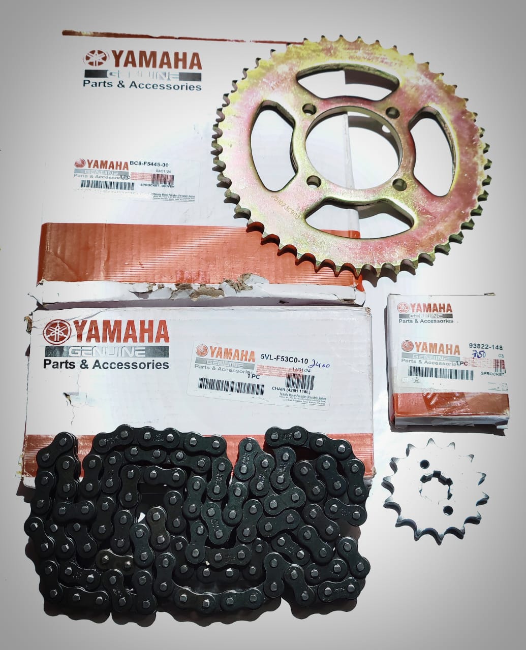 Chain Sprocket Kit 125 YBR (Genuine)/Grari Set Complete 125 YBR ...